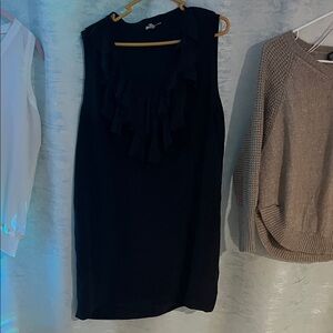 Black Sleeveless Ruffle Front Dress size L